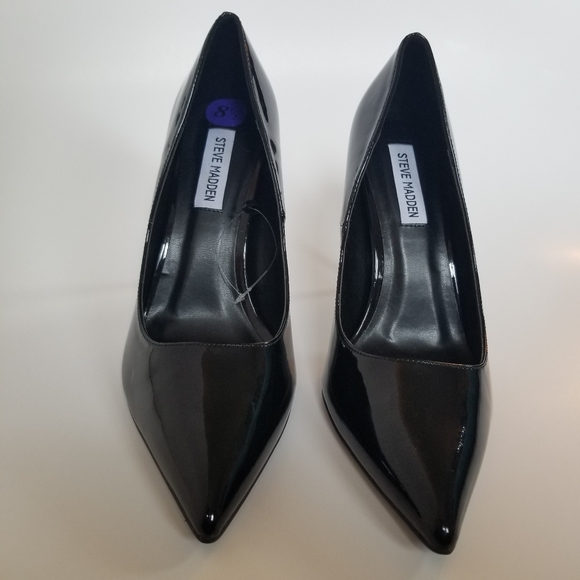 NIB NWOT Steve Madden Altisha black patent 4.25" heels siz 8.5 - Picture 2 of 13